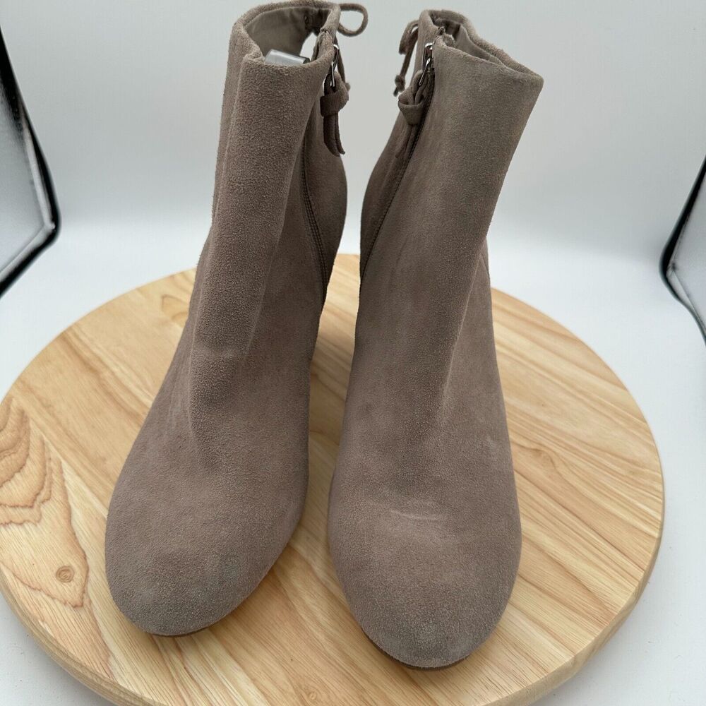 Saks Fifth Avenue Nina Ankle Boots Womens 11 Tan Leather Block Heels Mod